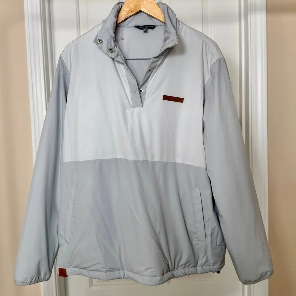 SIMPLY SOUTHERN Kids XL Quarter Snap Pullover Grey & White